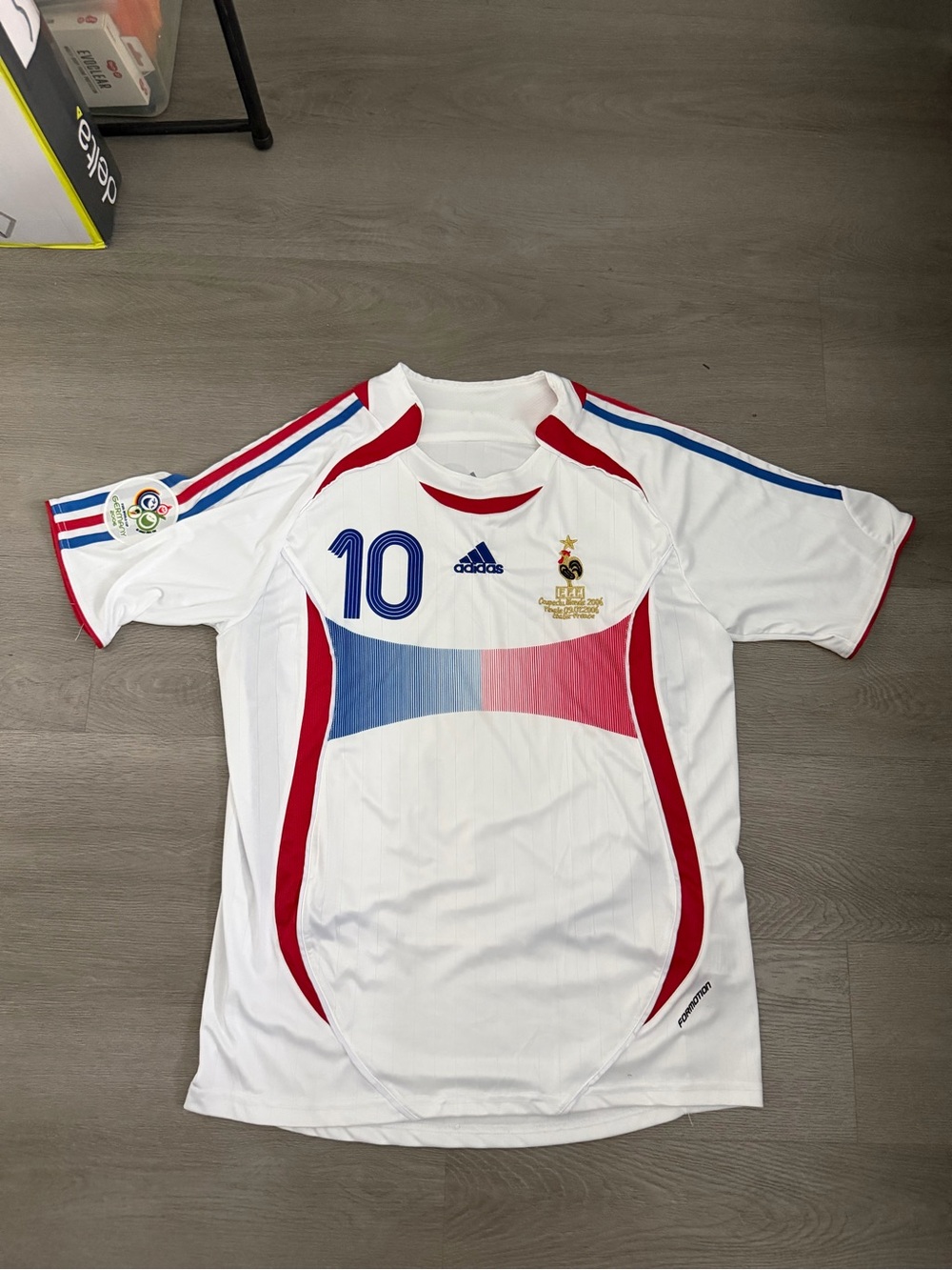 adidas White France #10 Soccer Jersey with Red & Blue Accents